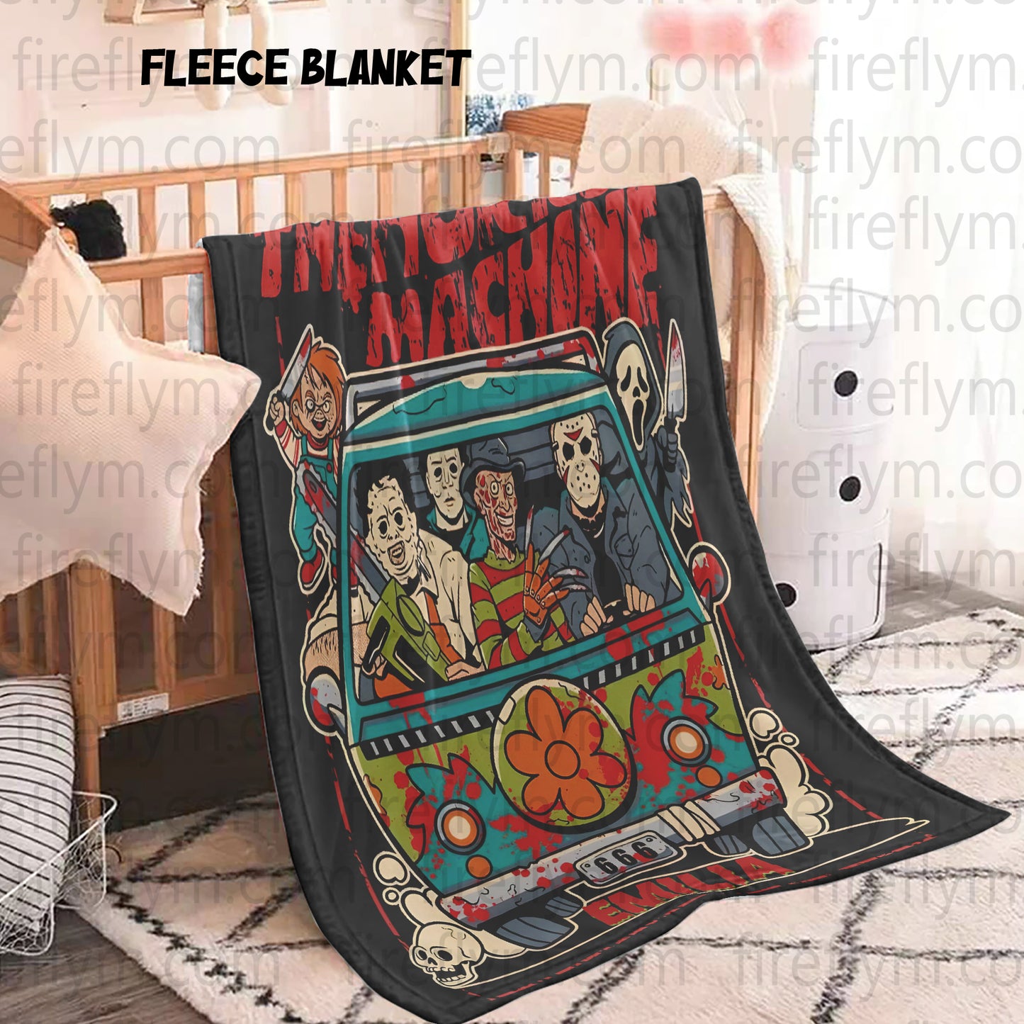Personalized The Horror Machine Movies Blanket, Custom Scary Movie Blanket