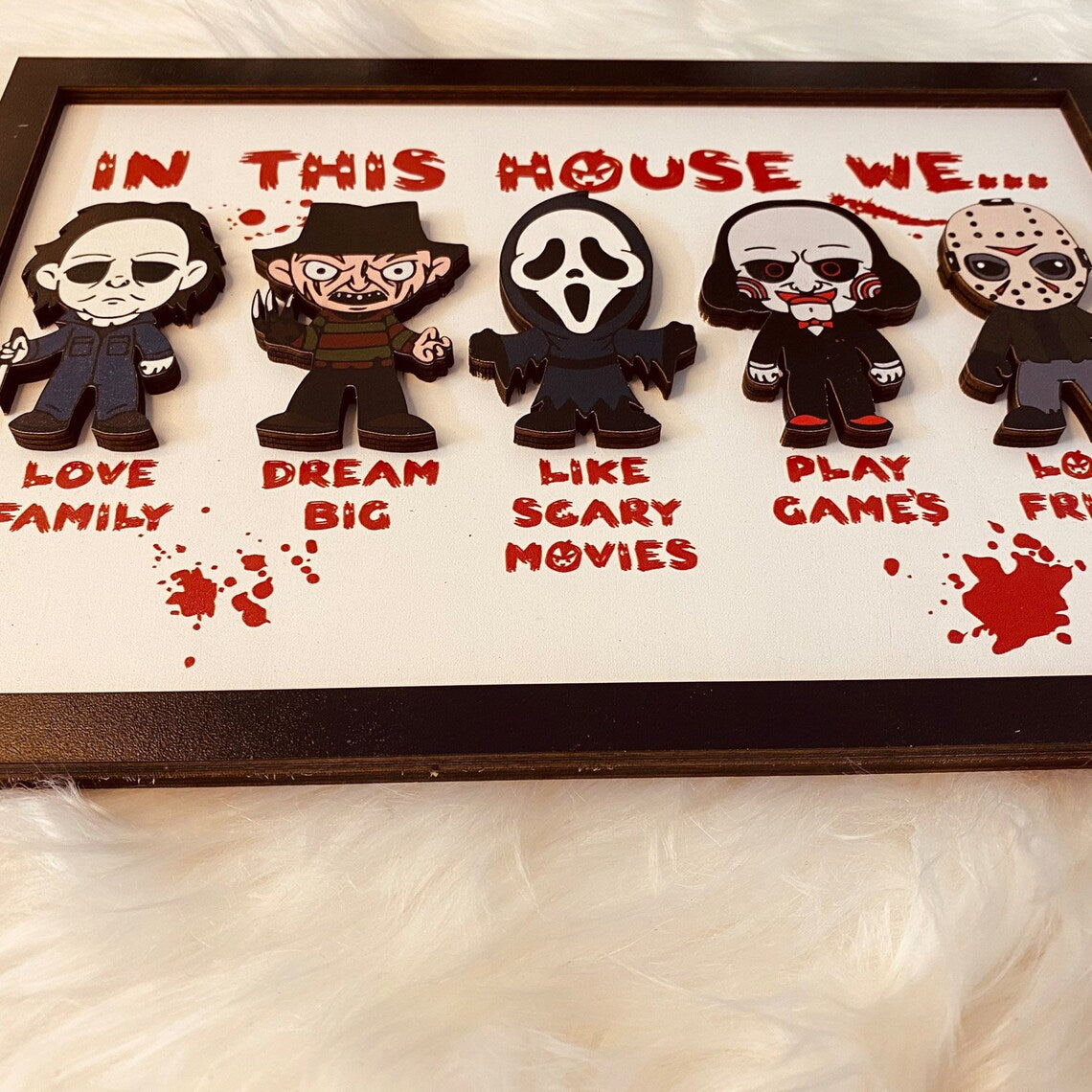 🎃 Personalized "In This House We..." Halloween Horror 3D Wooden Sign 🎃