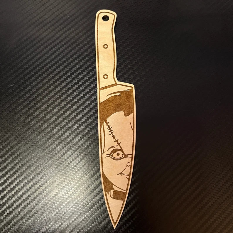 Personalized Horror Icon Portrait Wooden Knife Replica Art, Gifts for Horror Fans, Halloween Decor, Horror Collectible