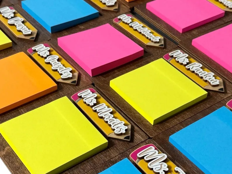 Teacher Sticky Note Pad Holder Gift | Personalized Teacher Name Gift