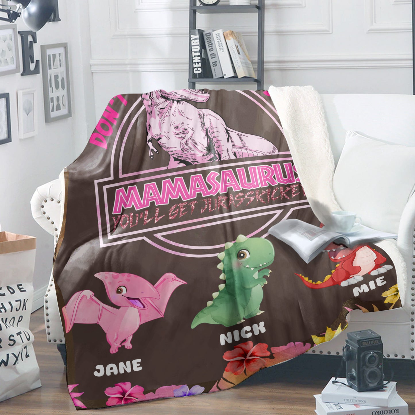 Personalized Mamasaurus Blanket, Custom Name Grandmasaurus Blanket- Perfect Mother's Day Gift!