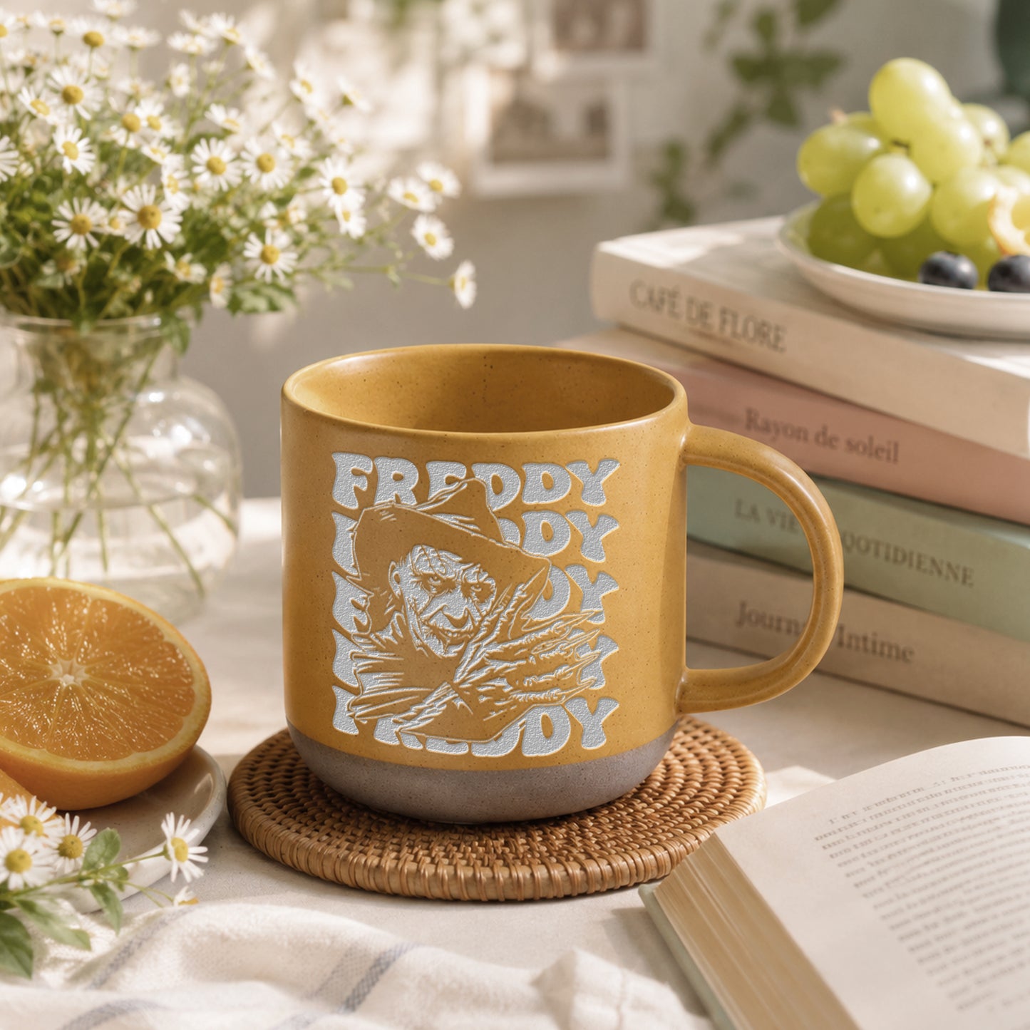 Engraved Horror Character Mug | Spooky Friends Coffee Mug | Gothic Gift for Horror Movies Fans