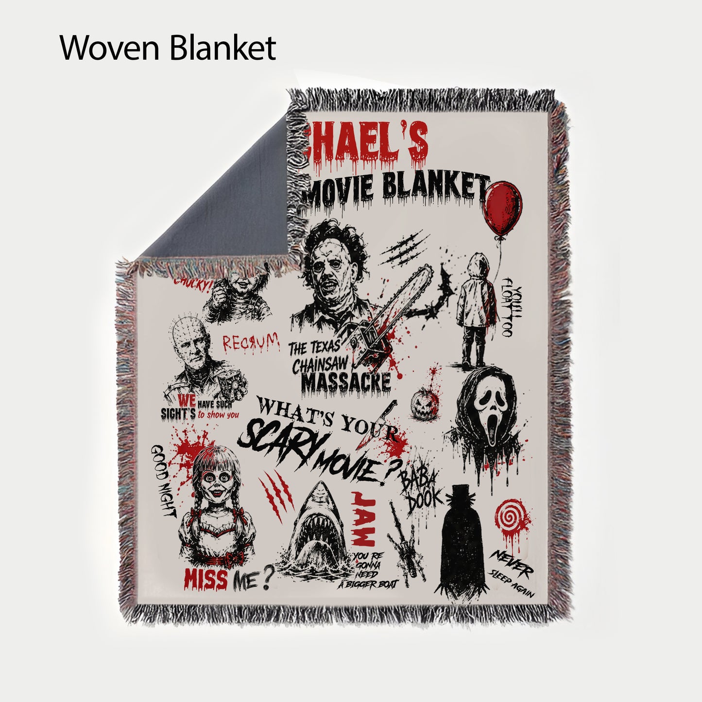 Personalized Horror Movies Blanket,Michael Myers, Jason Voorhees, Freddy Krueger, Leatherface, Ghostface, Pennywise Blanket Gift