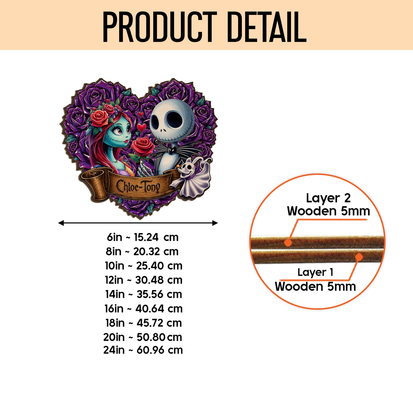 Personalized Jack And Sally Name Wooden Sign,Personalized Gothic Skeleton Couple Wooden Sign – Custom Halloween Couple Decor with Purple Roses