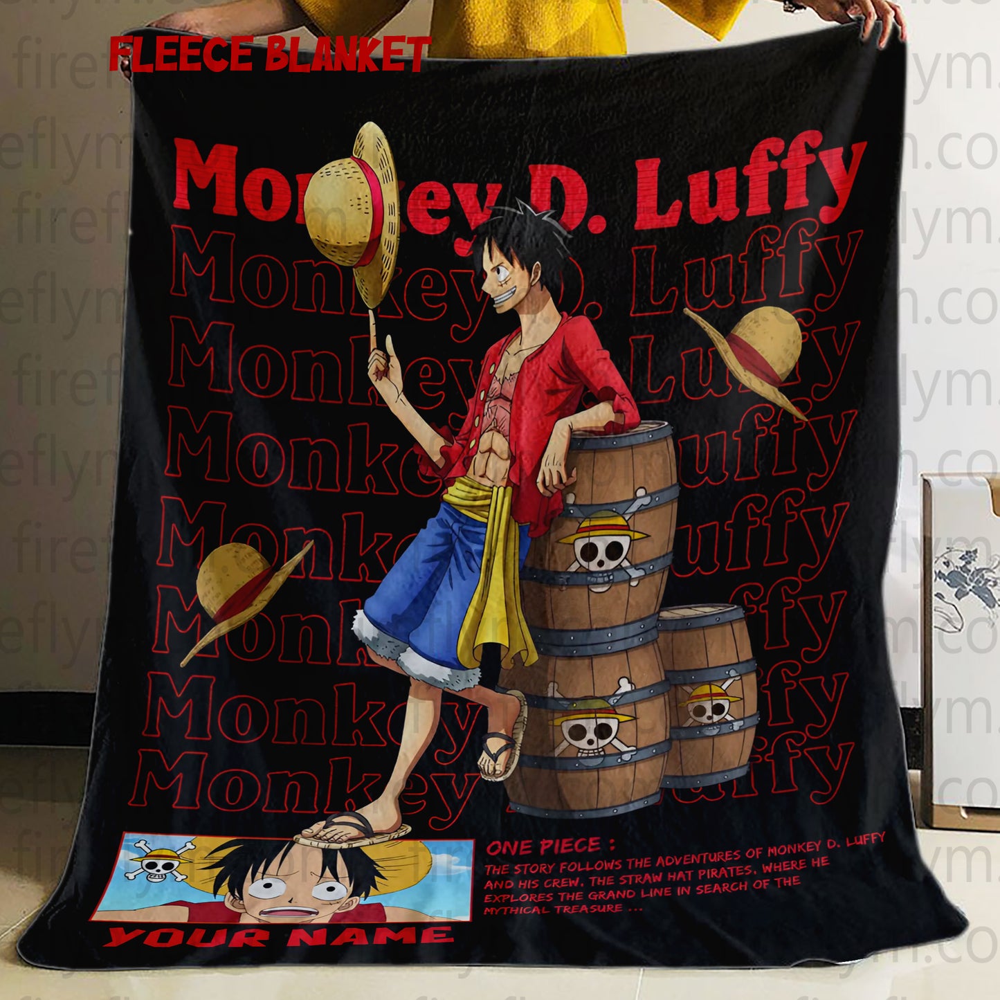 Luffy Tapestry Throw, Anime Hand Woven Cozy Blanket | Anime Tapestry Throw, Anime Woven Blanket, Fan Gift Fleece Blanket