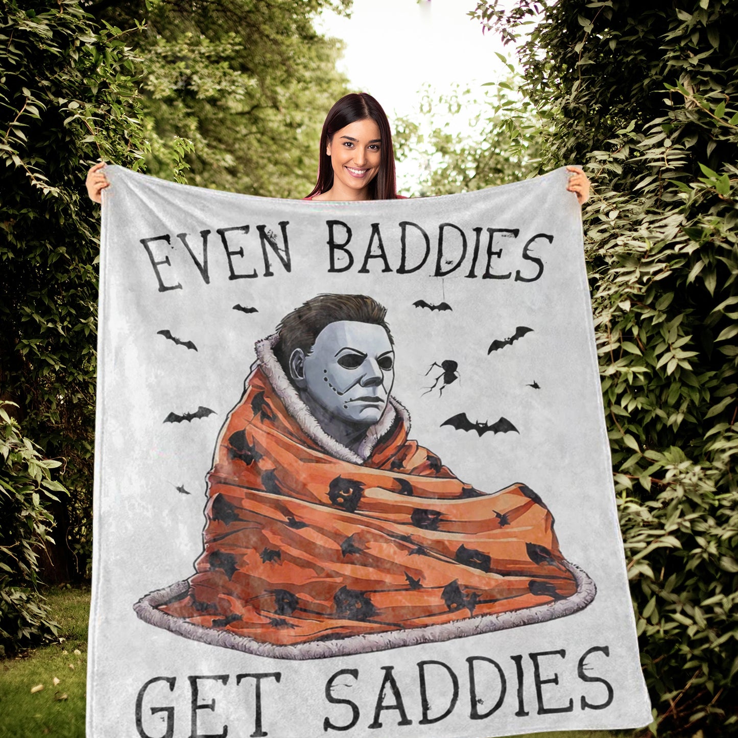 Michael Myers Even Baddies Get Saddies Halloween Blanket