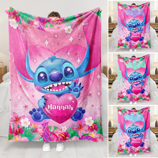 Custom Stitch Blanket, Christmas stich , Disney Blanket, Custom Name Blanket, Disney Trip Blanket, Birthday Gift, Christmas, Stitch Blanket