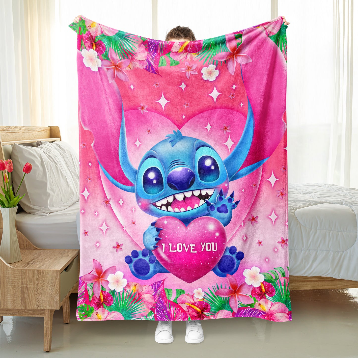 Custom Stitch Blanket, Christmas stich , Disney Blanket, Custom Name Blanket, Disney Trip Blanket, Birthday Gift, Christmas, Stitch Blanket