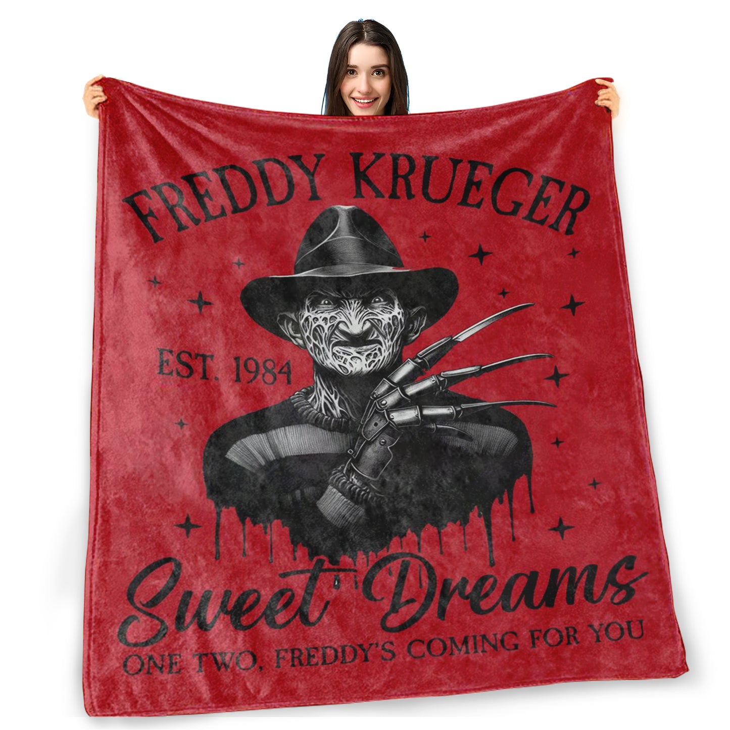 Creepy Freddy Krueger Blanket | Cozy Horror Throw Blanket for Halloween, Movie Nights, and Scary Sleepovers