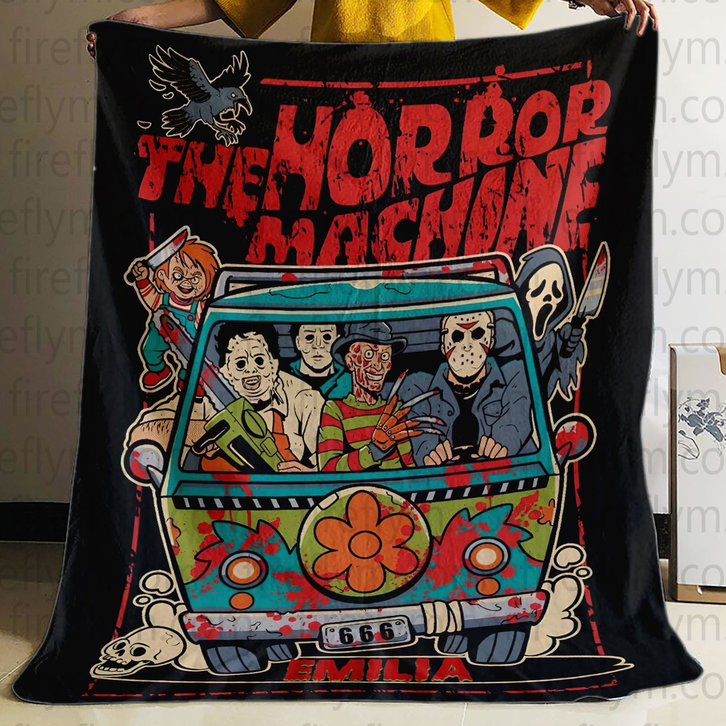 Personalized The Horror Machine Movies Blanket, Custom Scary Movie Blanket