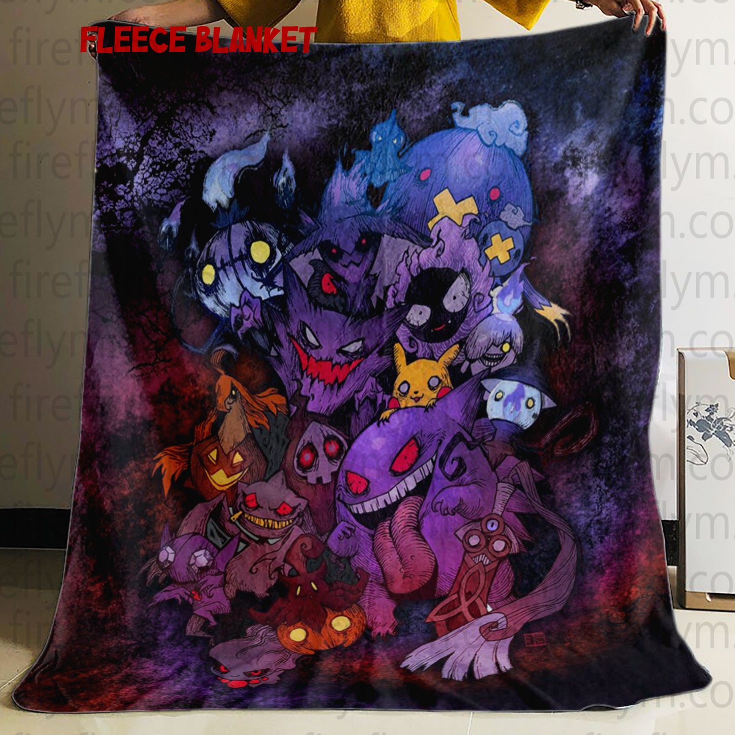 Ghost Pokemon Tapestry Throw, Anime Hand Woven Cozy Blanket | Anime Tapestry Throw, Anime Woven Blanket, Fan Gift Fleece Blanket