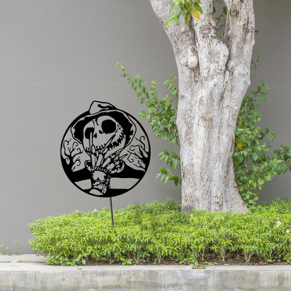 Freddy Krueger Metal Yard Sign – Scary Halloween Horror Decor for Outdoor Lawn or Garden