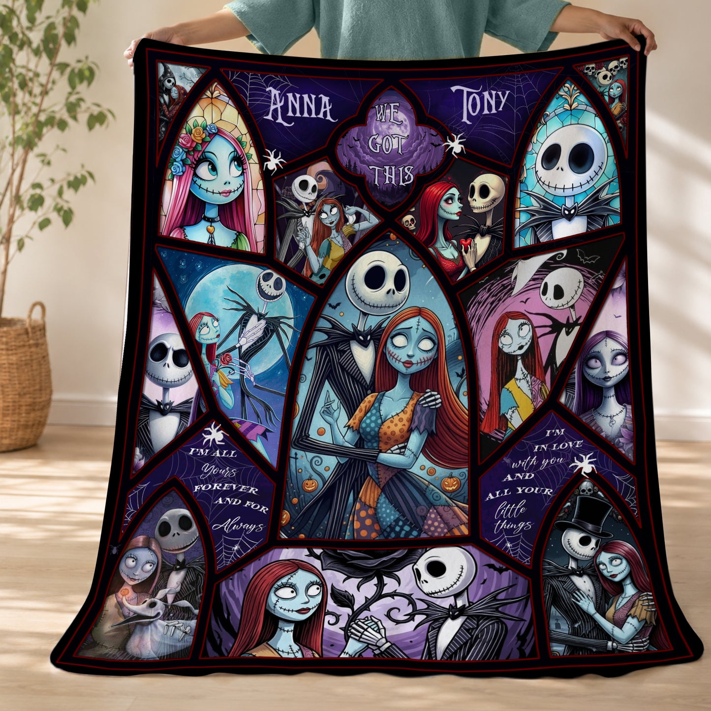 Personalized Couple Blanket, Nightmare Before Christmas Blanket Gift