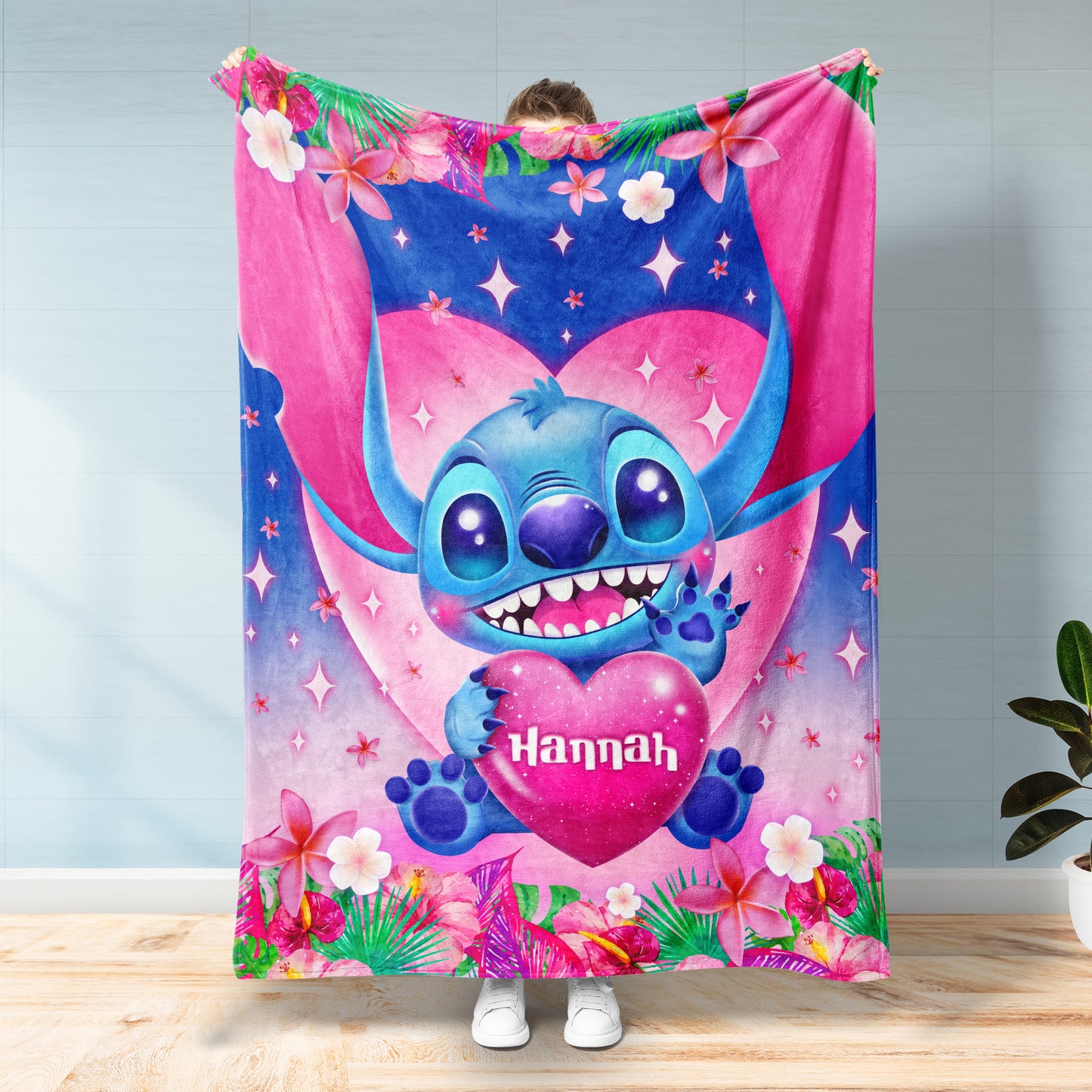 Custom Stitch Blanket, Christmas stich , Disney Blanket, Custom Name Blanket, Disney Trip Blanket, Birthday Gift, Christmas, Stitch Blanket
