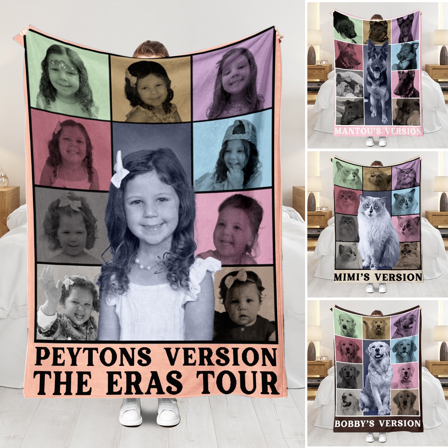Personalized Kids And Pets Blanket – Custom Photo & Letter Design. Personalized Kids Or Dog Or Cat Blanket.