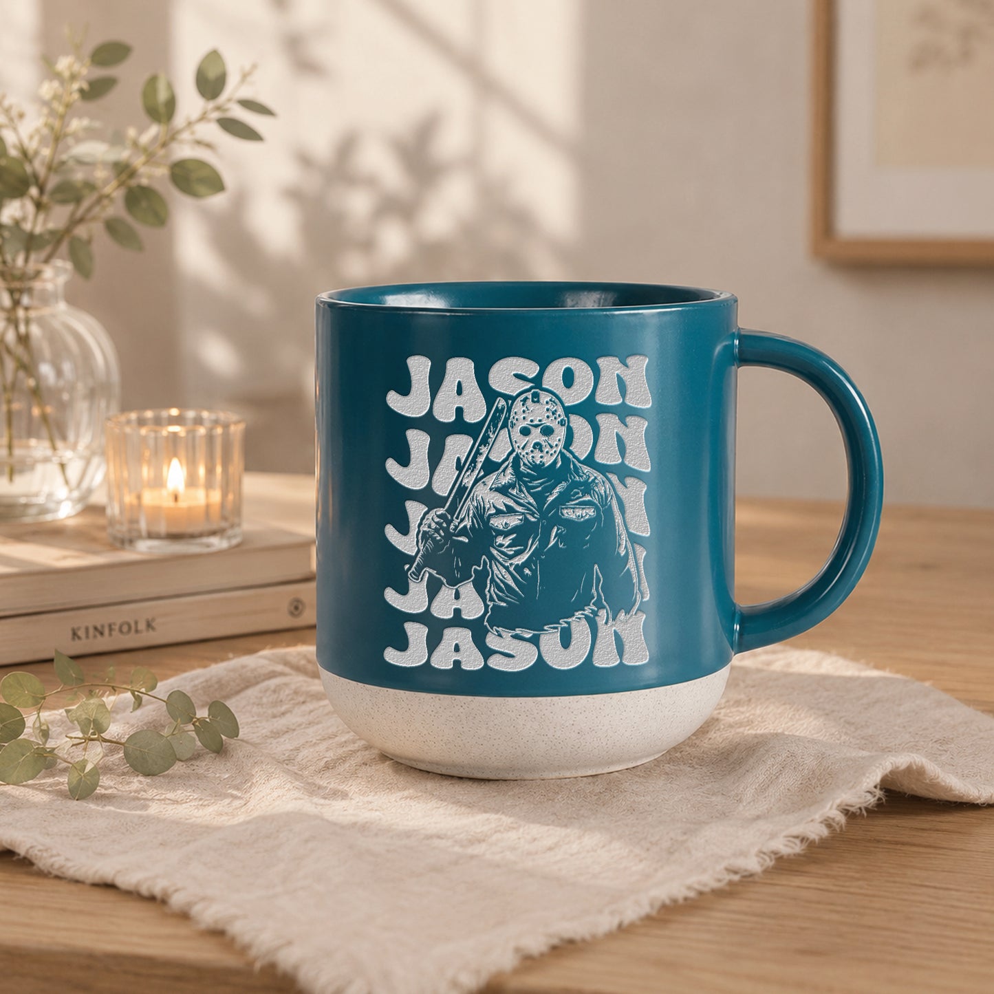 Engraved Horror Character Mug | Spooky Friends Coffee Mug | Gothic Gift for Horror Movies Fans