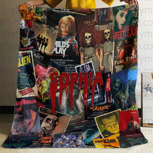 Personalized Horror Movies Blanket, Custom Scary Movie Blanket