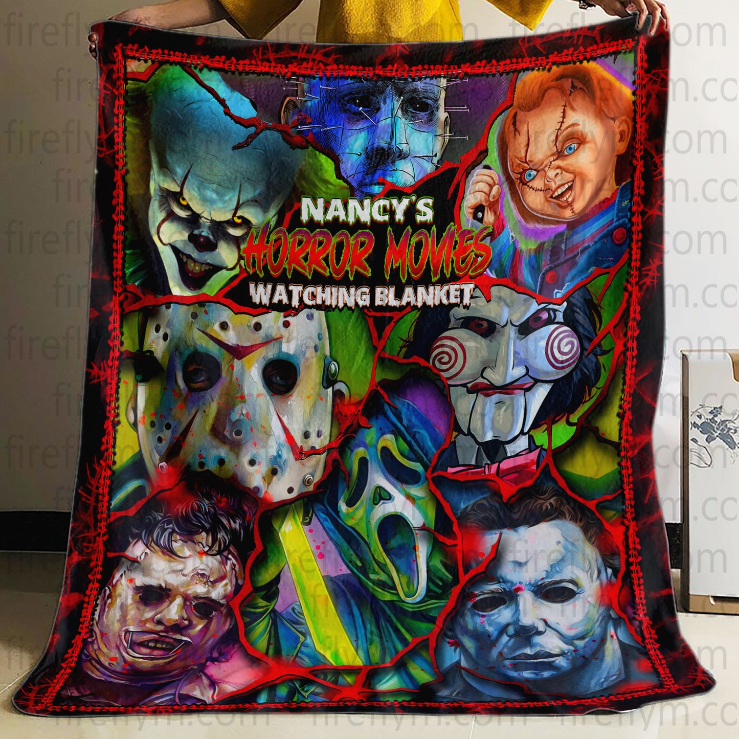 Personalized This Is My Horror Movies Watching Blanket, Custom Scary Movie Blanket
