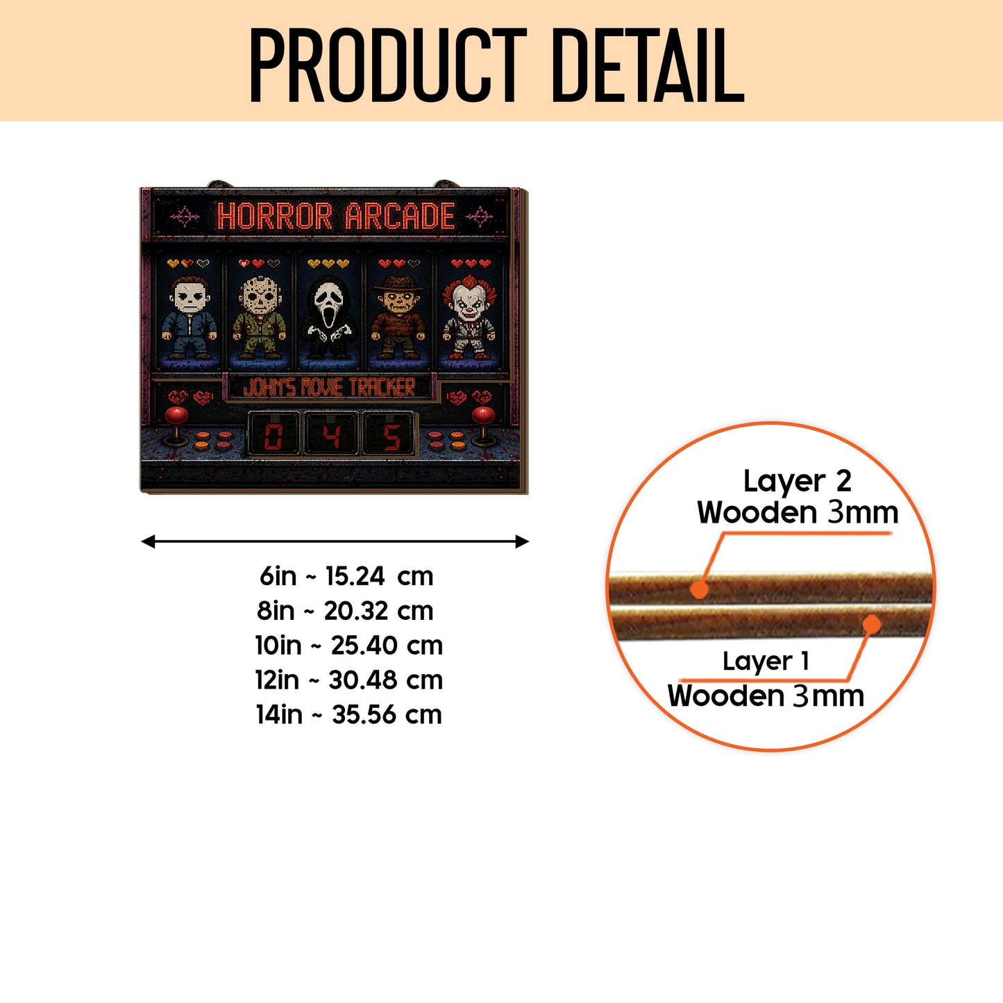 Personalized Horror Movie Tracker Sign, Horror Arcade, Spooky Wooden Countdown Decor, Gift for Horror Fans (Copy) (Copy) (Copy)