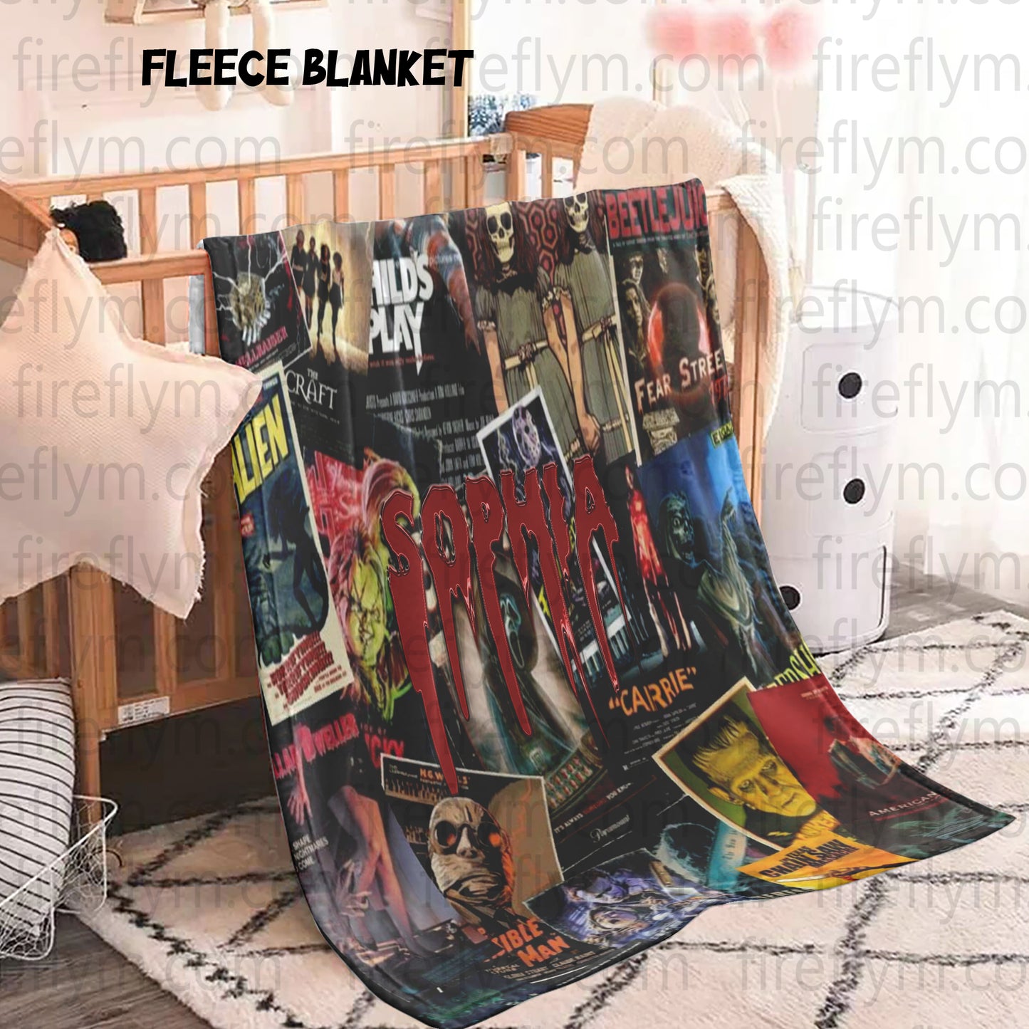 Personalized Horror Movies Blanket, Custom Scary Movie Blanket