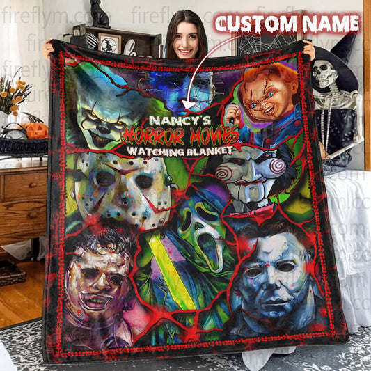 Personalized This Is My Horror Movies Watching Blanket, Custom Scary Movie Blanket