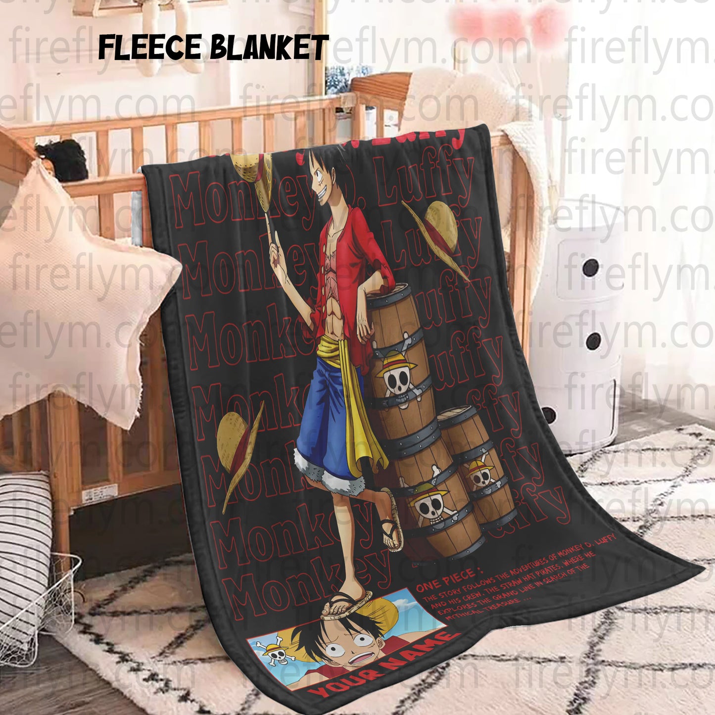 Luffy Tapestry Throw, Anime Hand Woven Cozy Blanket | Anime Tapestry Throw, Anime Woven Blanket, Fan Gift Fleece Blanket