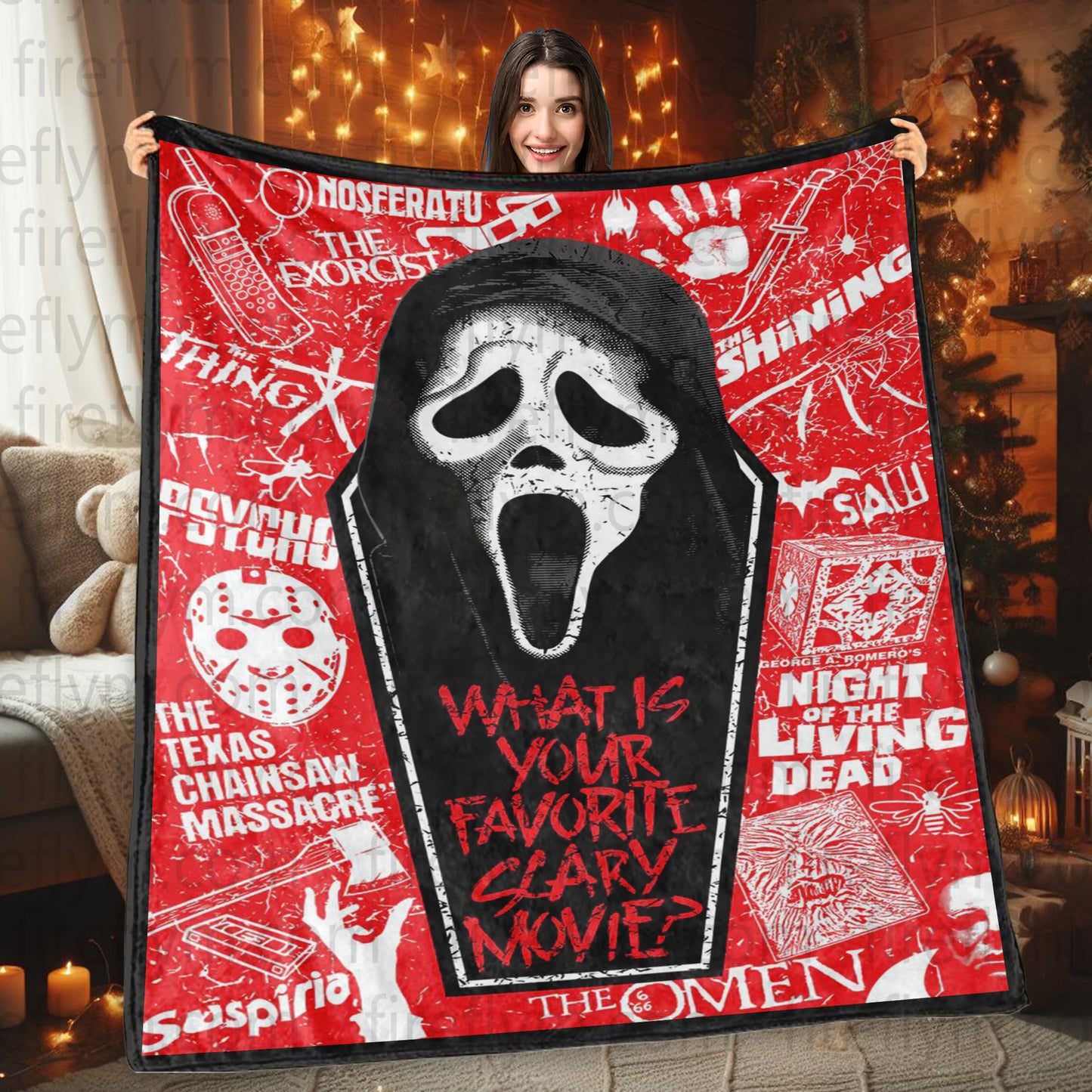 Personalized What Is Your Favorite Scary Movie? Blanket, Custom Scary Movie Blanket