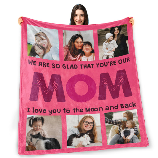 Personalized Blanket for Mom, Custom Photos Flannel Blanket, Picture Blanket, Gift for Mom
