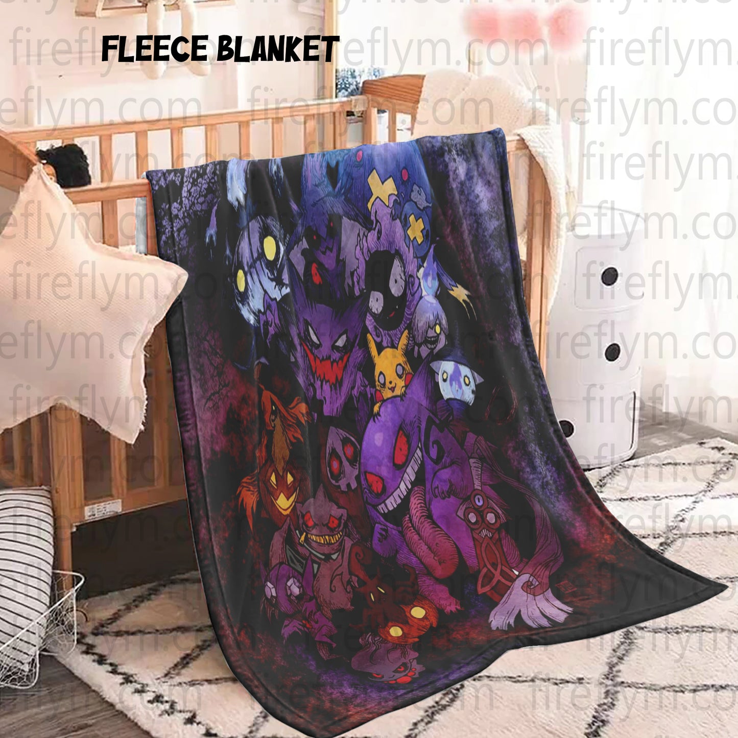 Ghost Pokemon Tapestry Throw, Anime Hand Woven Cozy Blanket | Anime Tapestry Throw, Anime Woven Blanket, Fan Gift Fleece Blanket