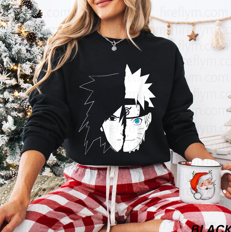 Naruto Shippuden x Ripple Junction T-Shirt - Sasuke Split Face Design