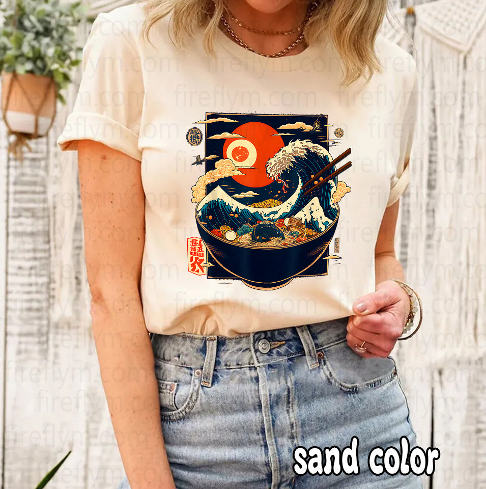 Kanagawa Wave Noodles Retro Anime Graphic T-Shirt
