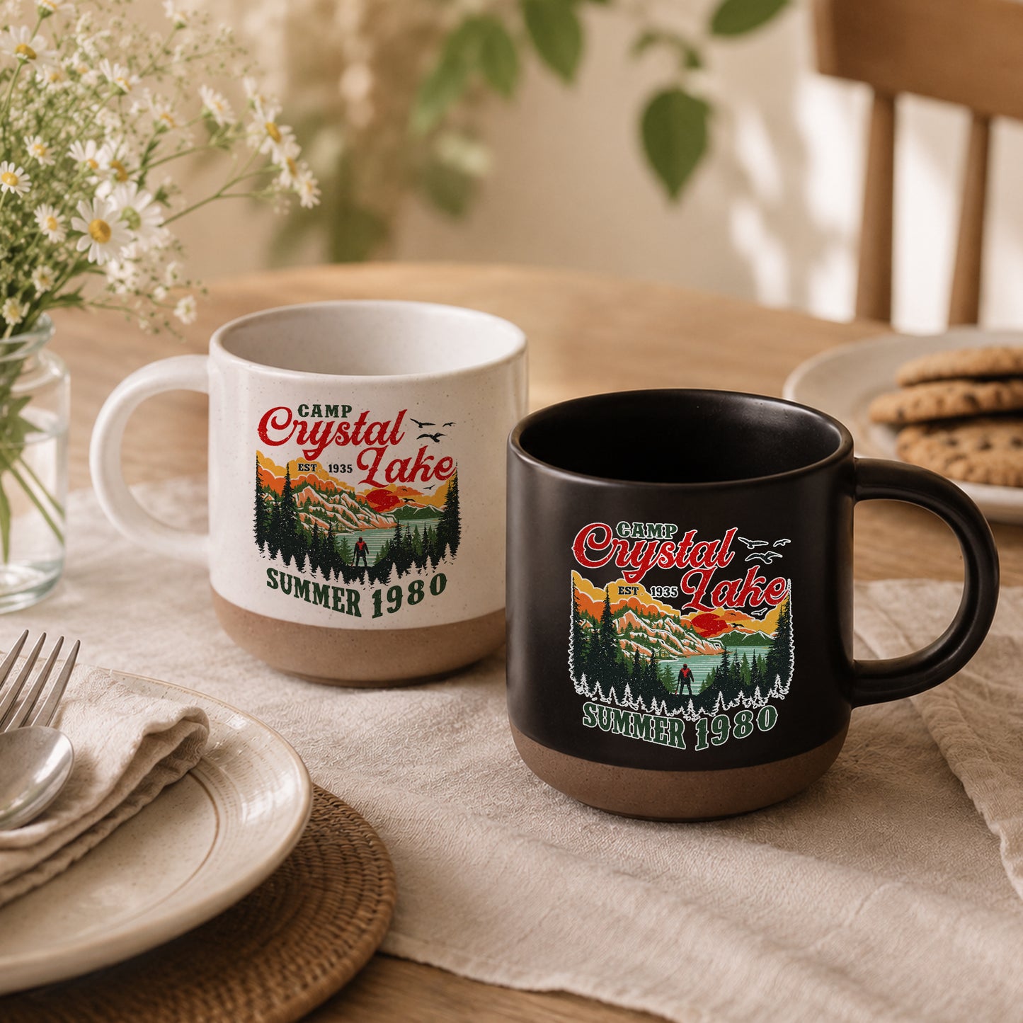 Camp Crystal Lake Mug, Friday The 13th Jason Voorhees Horror Movie Mug, Scary Movie Halloween Mug, Vintage 80s Camp Crystal Est 1935