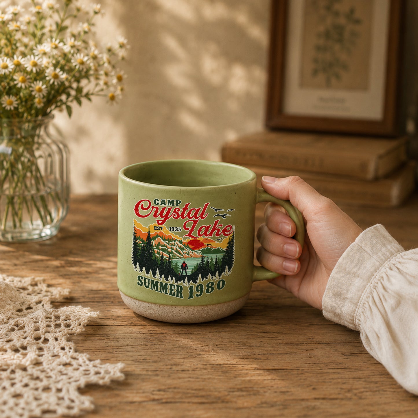 Camp Crystal Lake Mug, Friday The 13th Jason Voorhees Horror Movie Mug, Scary Movie Halloween Mug, Vintage 80s Camp Crystal Est 1935