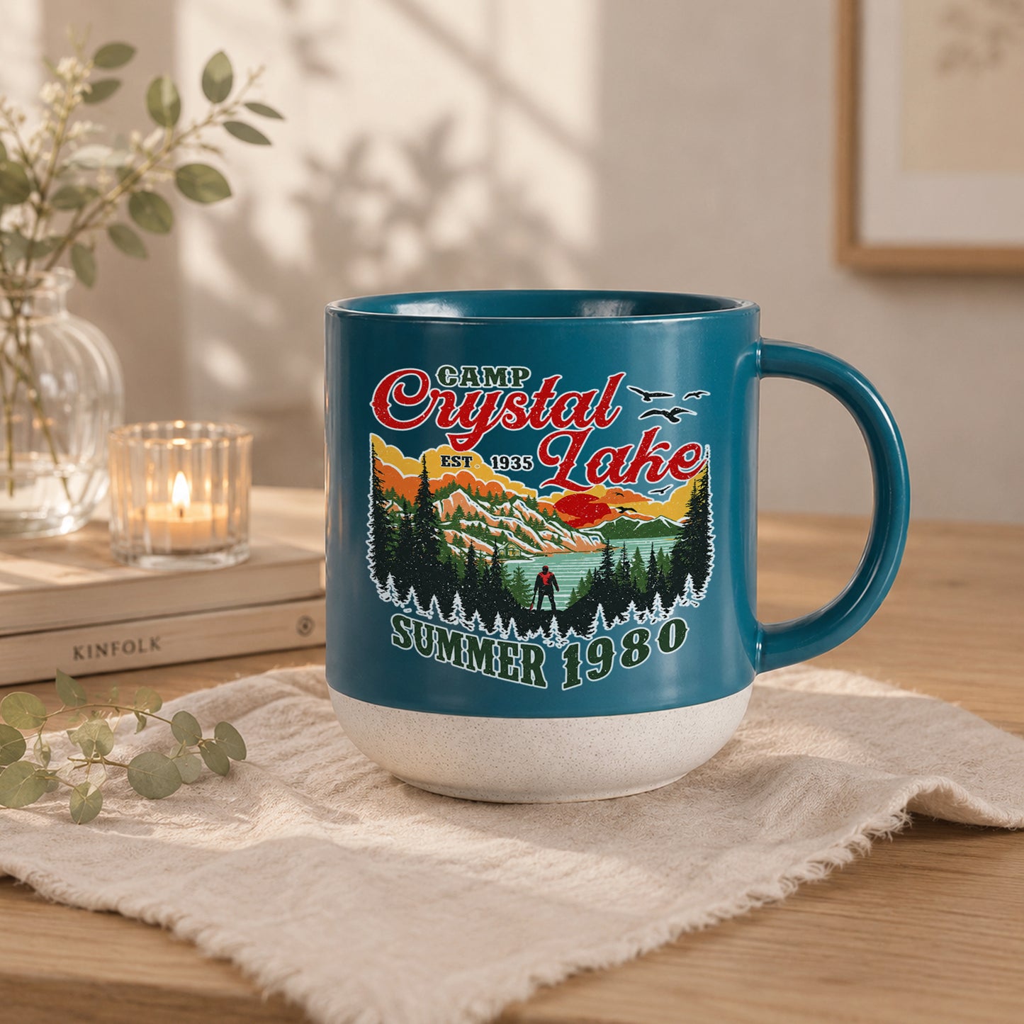 Camp Crystal Lake Mug, Friday The 13th Jason Voorhees Horror Movie Mug, Scary Movie Halloween Mug, Vintage 80s Camp Crystal Est 1935