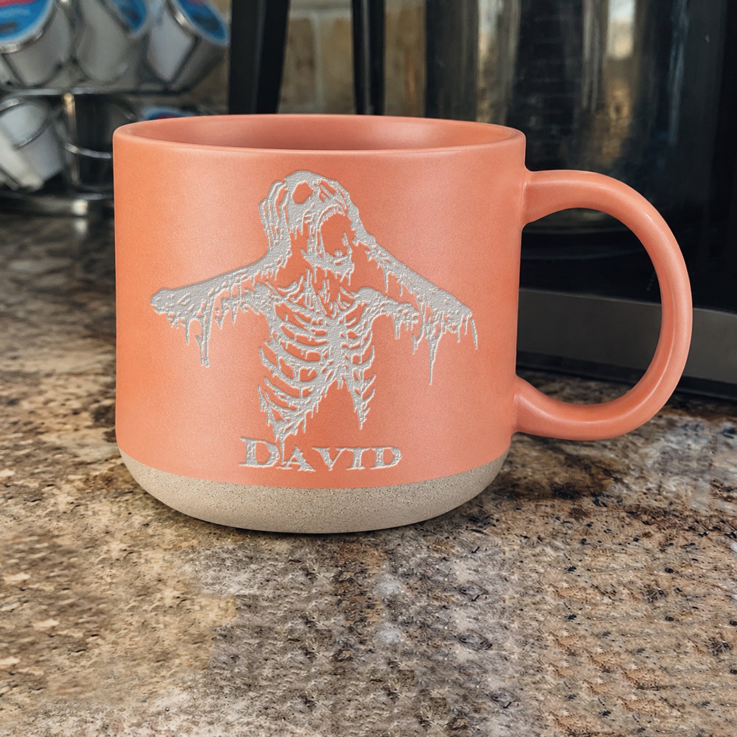 Custom Engraved Screaming Skeleton Mug,  Scary Horror Graphic