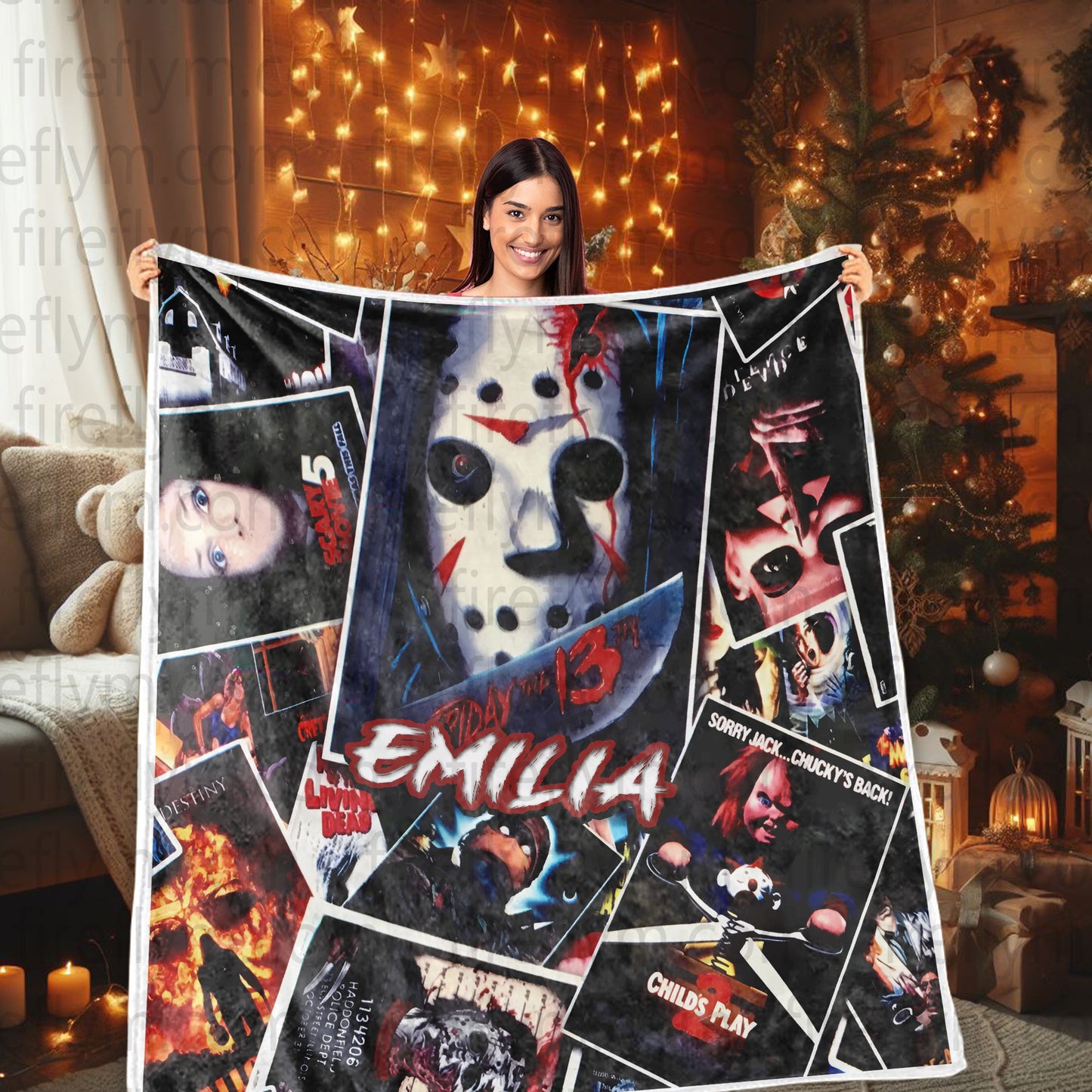 Personalized Horror Fan Blanket, Custom Scary Movie Blanket