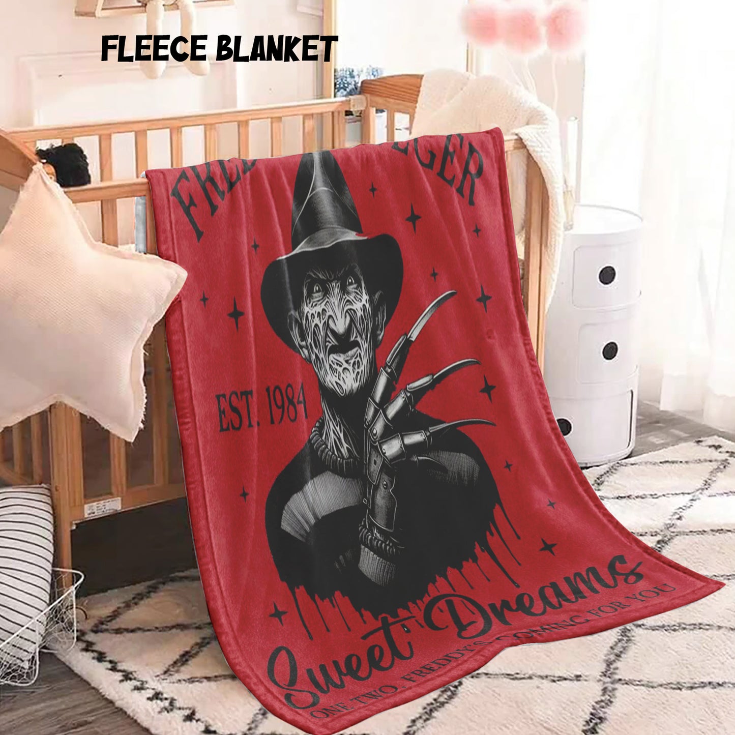 Creepy Freddy Krueger Blanket | Cozy Horror Throw Blanket for Halloween, Movie Nights, and Scary Sleepovers