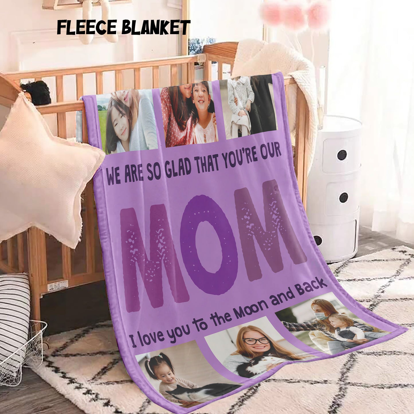Personalized Blanket for Mom, Custom Photos Flannel Blanket, Picture Blanket, Gift for Mom