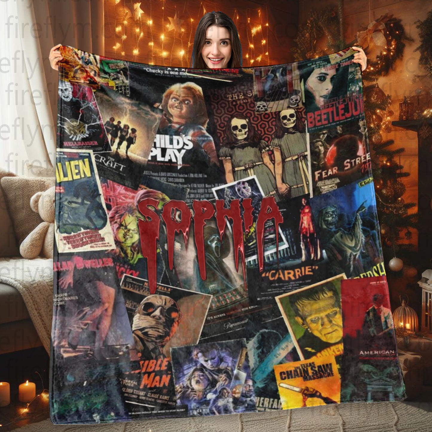 Personalized Horror Movies Blanket, Custom Scary Movie Blanket