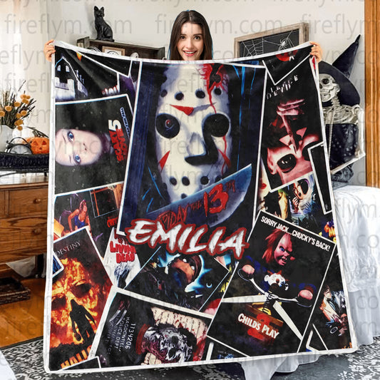 Personalized Horror Fan Blanket, Custom Scary Movie Blanket