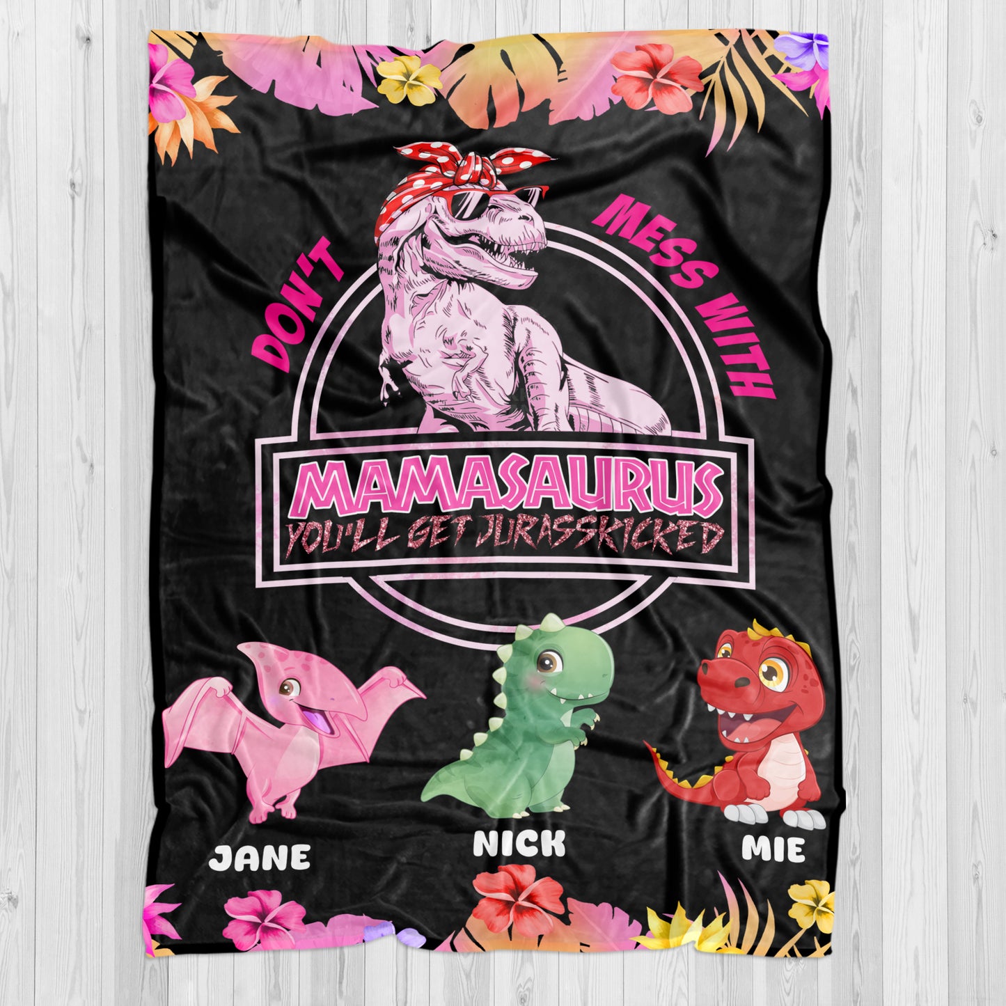 Personalized Mamasaurus Blanket, Custom Name Grandmasaurus Blanket- Perfect Mother's Day Gift!