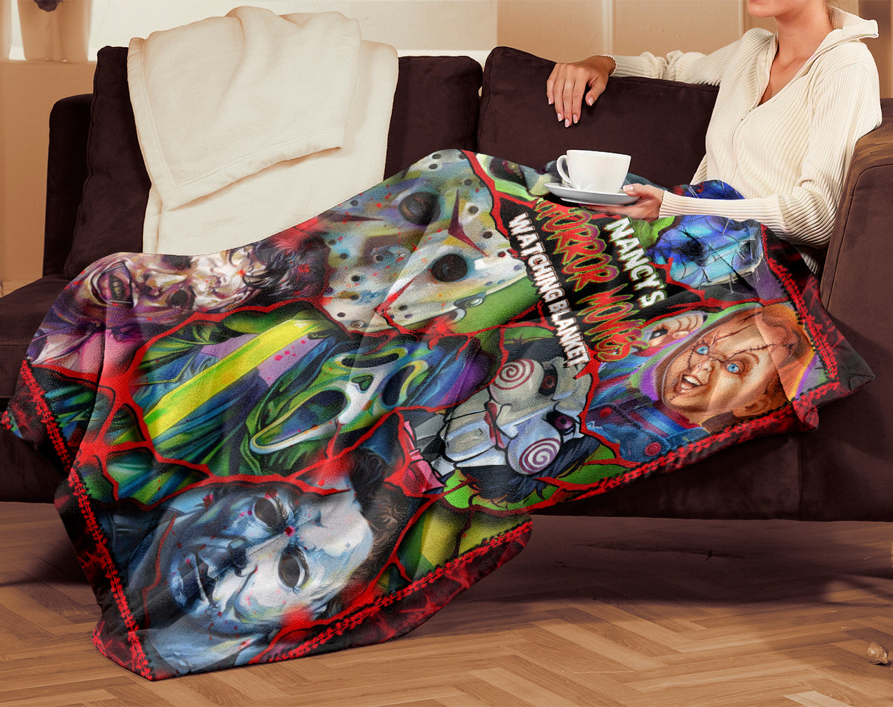 Personalized This Is My Horror Movies Watching Blanket, Custom Scary Movie Blanket