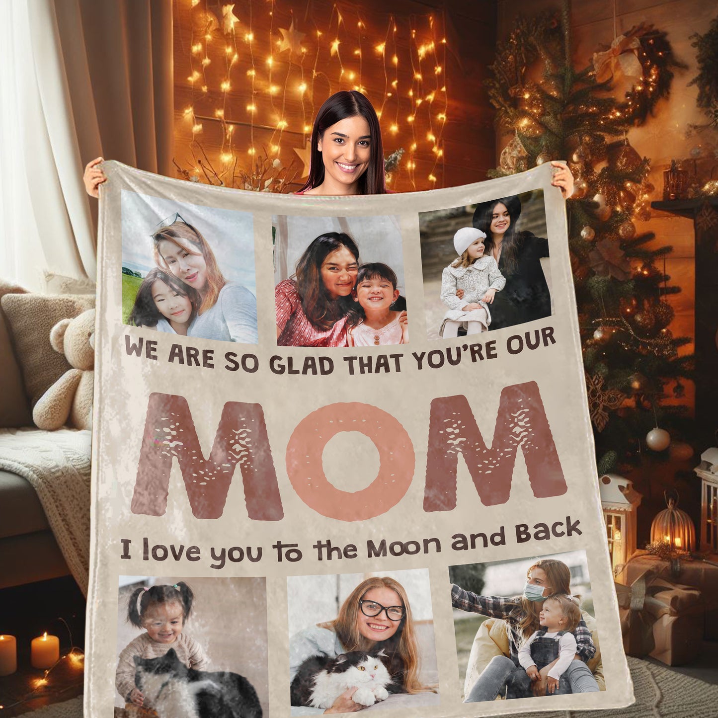 Personalized Blanket for Mom, Custom Photos Flannel Blanket, Picture Blanket, Gift for Mom
