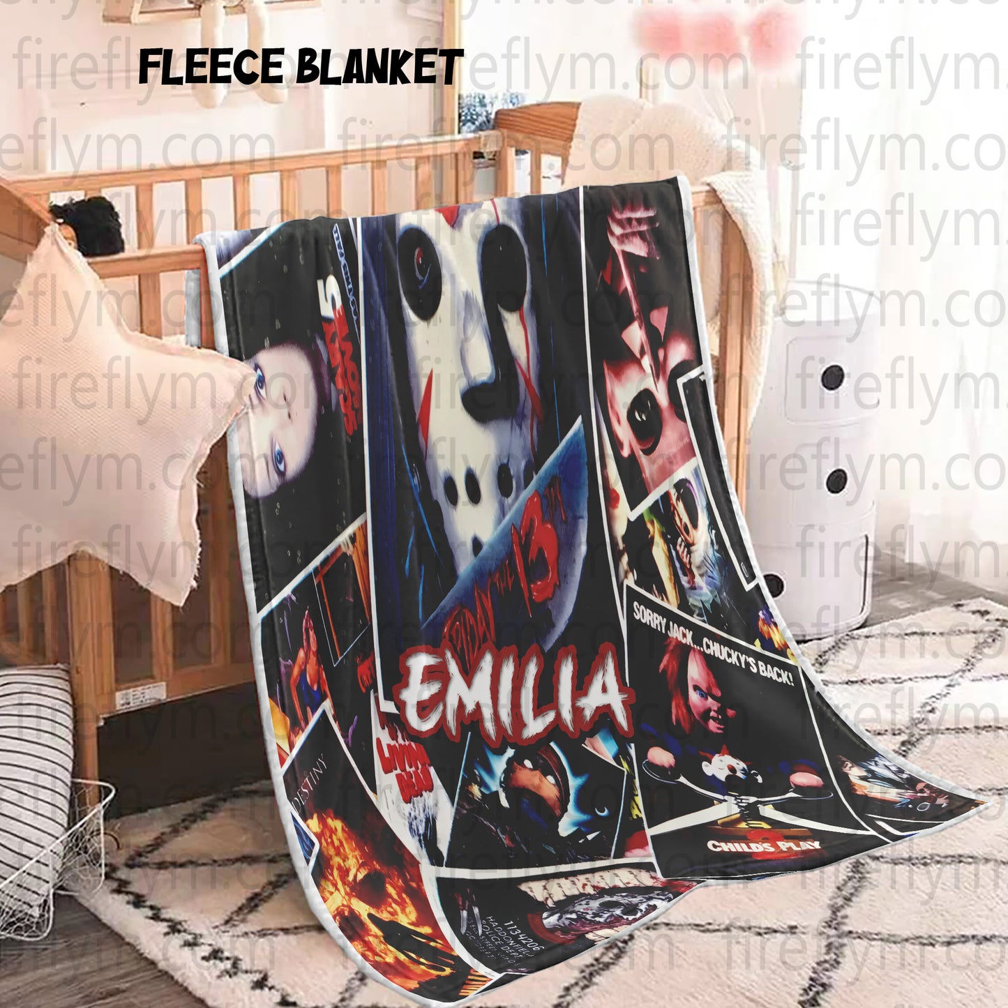 Personalized Horror Fan Blanket, Custom Scary Movie Blanket