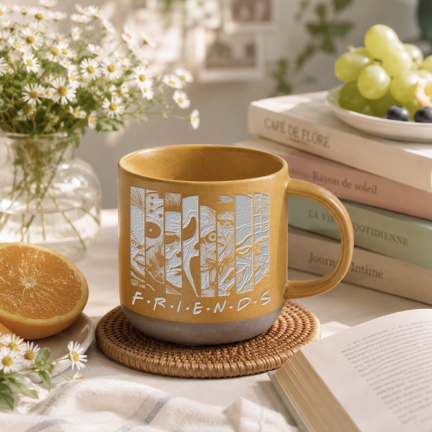 Engraved Horror Character Mug | Spooky Friends Coffee Mug | Gothic Gift for Horror Movies Fans