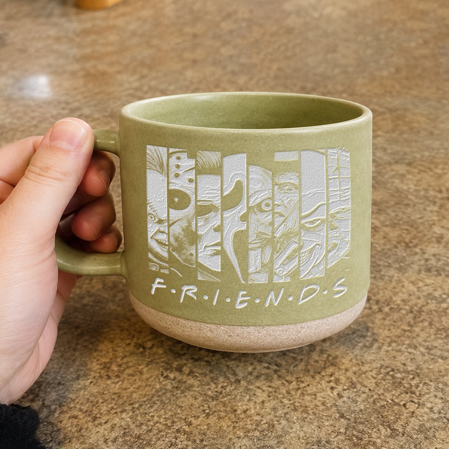 Engraved Horror Character Mug | Spooky Friends Coffee Mug | Gothic Gift for Horror Movies Fans