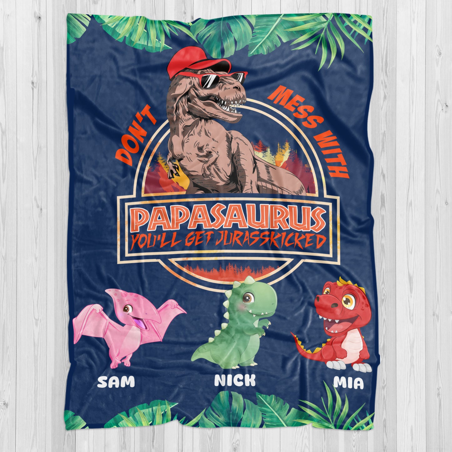 Personalized Papasaurus Blanket, Custom Name Grandpasaurus Blanket- Perfect Father's Day Gift!
