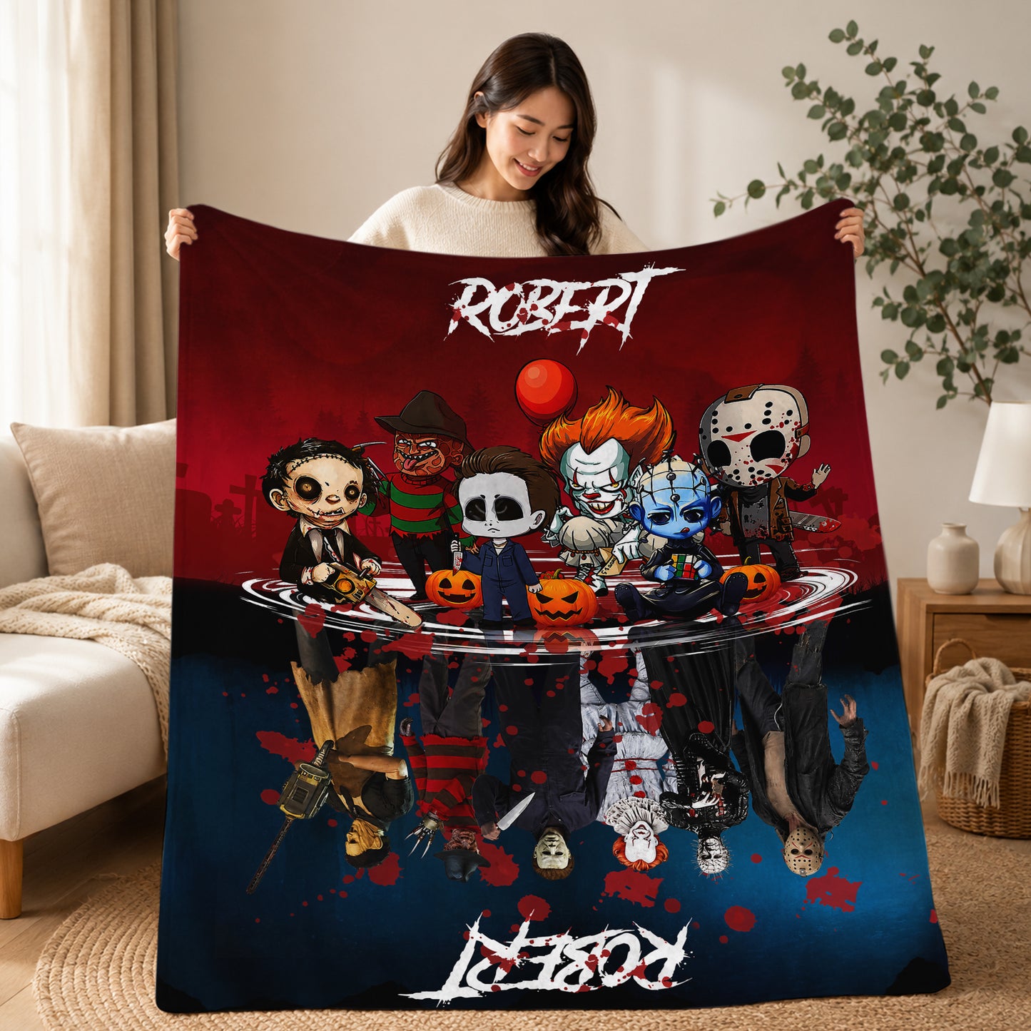 Personalized Name Blanket Horror TV Series Blanket, Christmas Gift, Friends Gift, Teen Birthday Gift (Copy)