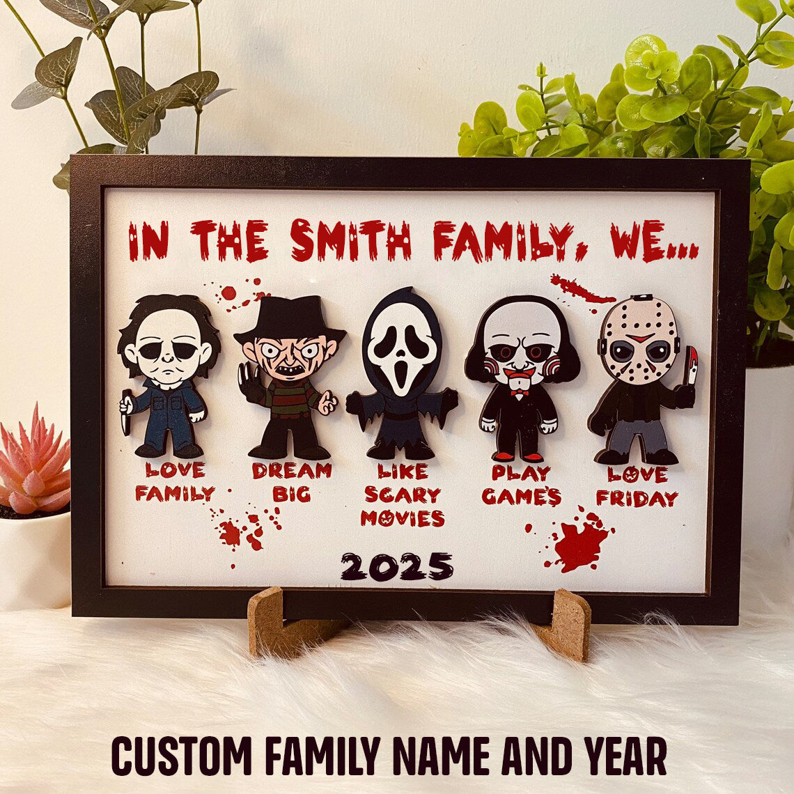 🎃 Personalized "In This House We..." Halloween Horror 3D Wooden Sign 🎃
