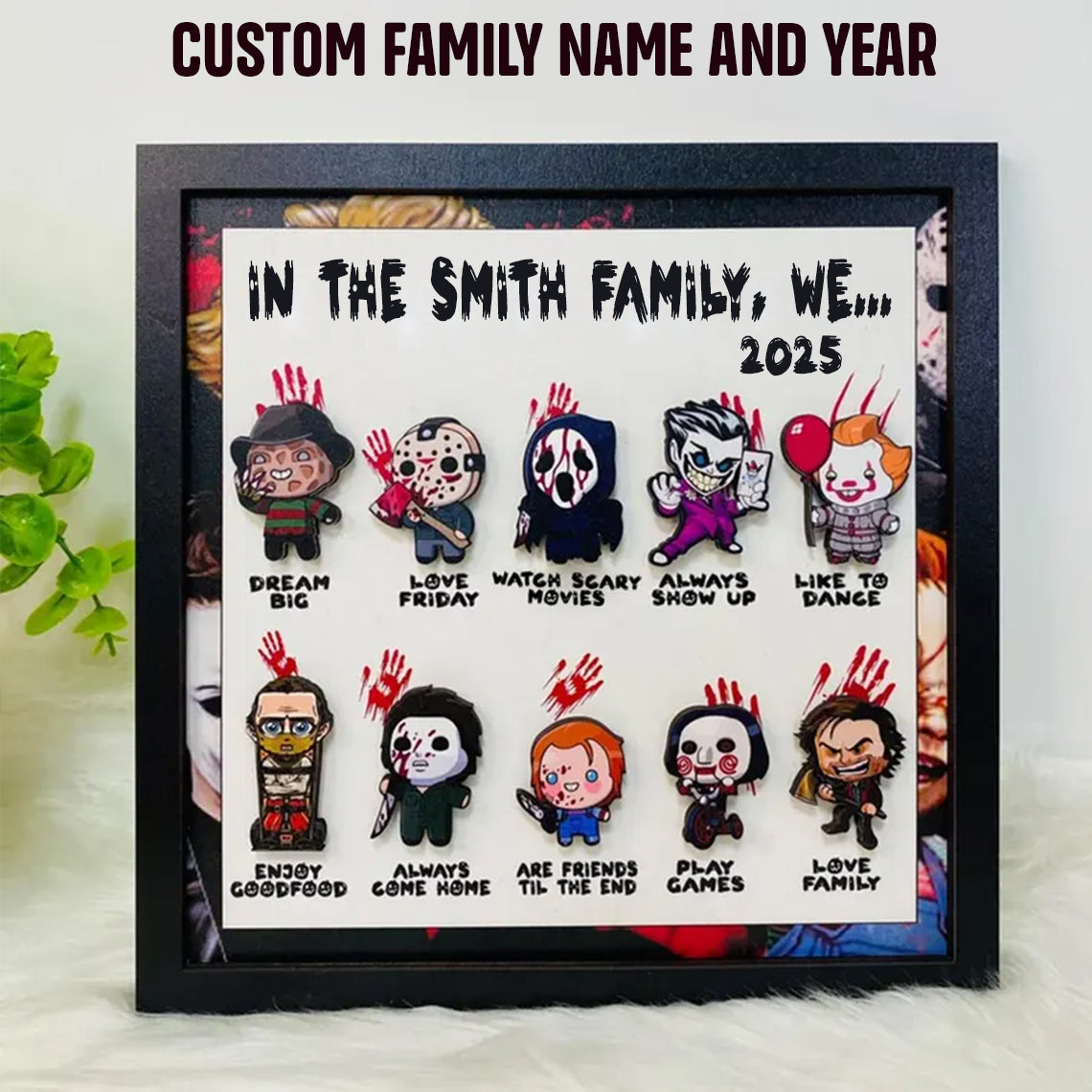 🎃 Personalized "In This House We..." Halloween Horror 3D Wooden Sign 🎃 Handcrafted 3D Wooden Frame Sign